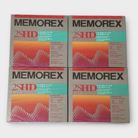4 Boxes of 10 Memorex Double Sided High Density 5-1/4 inch Flexible Floppy Disks - Picture 1 of 4